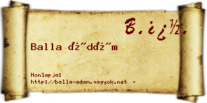 Balla Ádám névjegykártya
